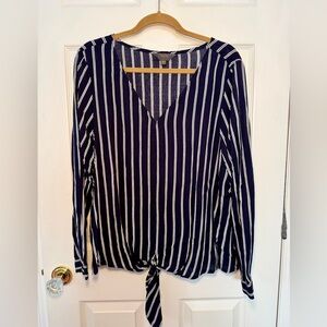 Mix by 41 Hawthorn Navy and White Striped Blouse